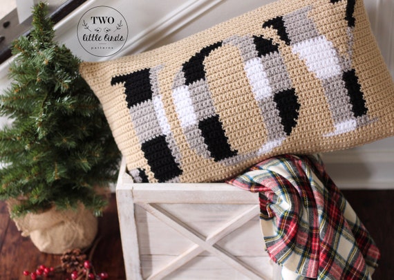Christmas crochet pillow pattern Joy Pillow Cover Crochet pattern by