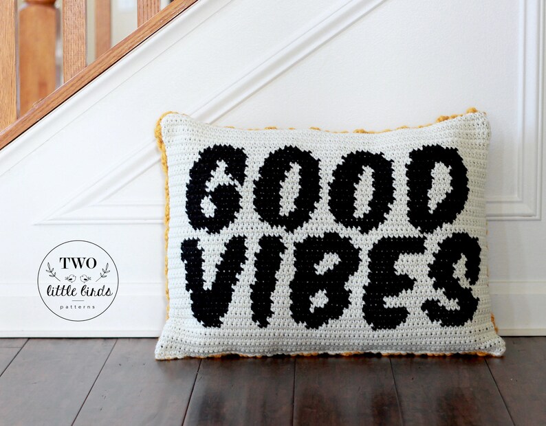 Crochet Pillow Pattern Pillow Cover Tutorial Good Vibes Etsy