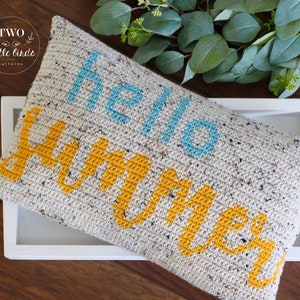 Crochet pillow pattern, summer crochet, pdf pillow cover pattern, crochet home decor, crochet cushion, summer decor, HELLO SUMMER PILLOW