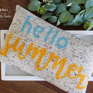 Crochet pillow pattern, summer crochet, pdf pillow cover pattern, crochet home decor, crochet cushion, summer decor, HELLO SUMMER PILLOW image 1