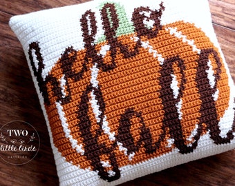 Fall crochet pillow pattern, crochet pillow cover, crochet pumpkin pillow tutorial, autumn home decor, rustic fall decor, HELLO FALL PILLOW
