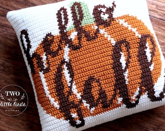Patrón de almohada de crochet de otoño, funda de almohada de crochet, tutorial de almohada de calabaza de crochet, decoración del hogar de otoño, decoración rústica de otoño, HELLO FALL PILLOW