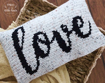 Crochet pillow pattern, farmhouse crochet, pdf pillow cover pattern, love decor, crochet cushion, valentines day crochet, LOVE PILLOW