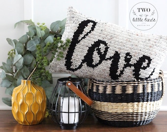 Crochet pillow pattern, valentines decor, pdf pillow cover pattern, love decor, crochet cushion, valentines day crochet, LOVE PILLOW