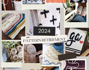 RETIREMENT SALE Pattern Bundle, pdf crochet patterns, crochet pillow pattern, basket pattern, wall hanging pattern, crochet towel pattern