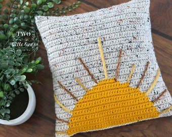 Crochet pillow pattern, crochet throw pillow cover pattern, boho crochet pattern, boho sun decor, boho nursery crochet, SUNBEAM Pillow