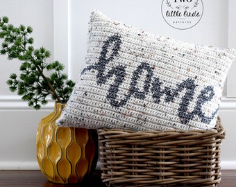 Crochet pillow pattern, pillow cover tutorial, tapestry crochet pattern, crochet home decor, instant download pdf pattern, HOME Pillow