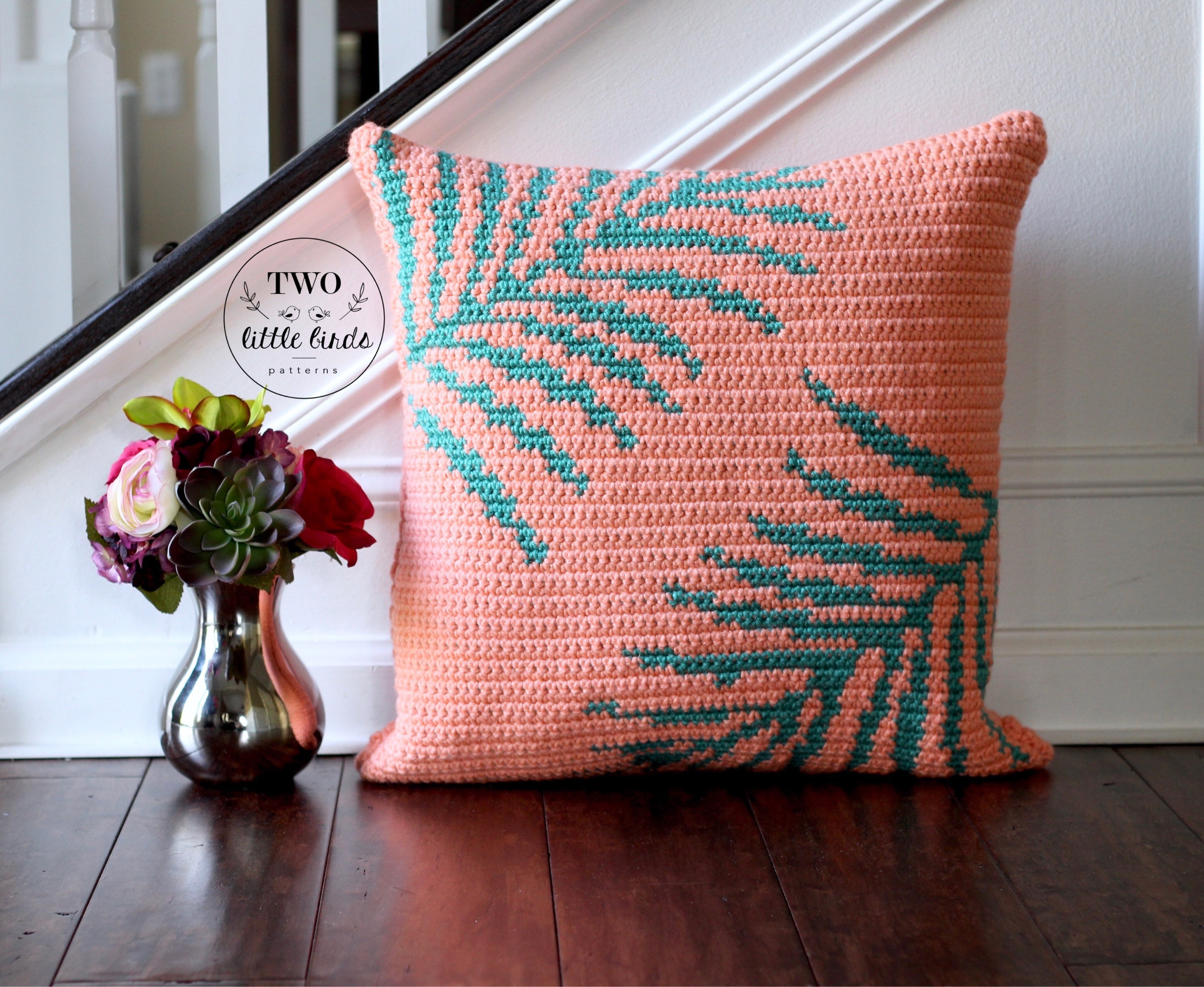 Crochet pillow cover pattern tropical palm pillow tutorial Etsy