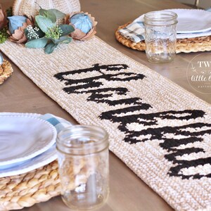 Crochet table runner pattern, diy table runner, crochet pattern, crochet home decor, thanksgiving decor, pdf pattern, THANKFUL Table Runner image 8