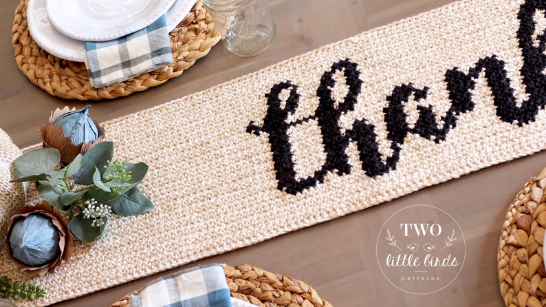 Crochet table runner pattern, diy table runner, crochet pattern, crochet home decor, thanksgiving decor, pdf pattern, THANKFUL Table Runner image 4