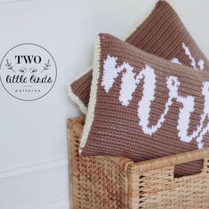 Gehaakt kussenpatroon meneer en mevrouw, tutorial gehaakt sierkussen, haakpatroon bruiloft, cadeau voor pasgetrouwden, MR. & MRS. KUSSENset afbeelding 5