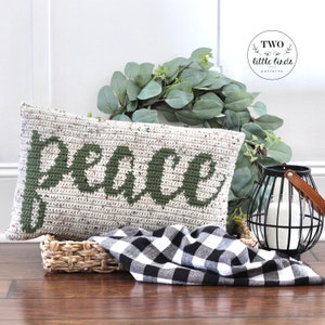 Crochet pillow pattern, crochet pillow cover, tapestry crochet pattern, throw pillow, pdf pattern, crochet home decor, PEACE Pillow