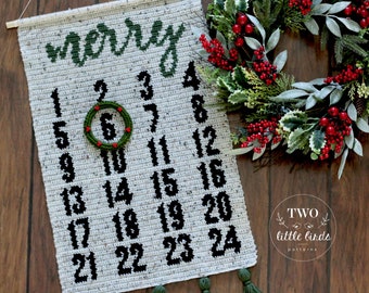 Crochet advent calendar pattern, Christmas crochet, Christmas crochet pattern, tapestry crochet, holiday decor, MERRY ADVENT CALENDAR