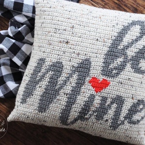 Valentines crochet pattern, crochet pillow cover pattern, valentines day decor, crochet heart cushion, instant download, BE MINE Pillow