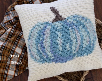 Crochet pumpkin pillow pattern, farmhouse pumpkin pillow cover, autumn crochet pillow cover pattern, PDF instant download, The HENLEY Pillow