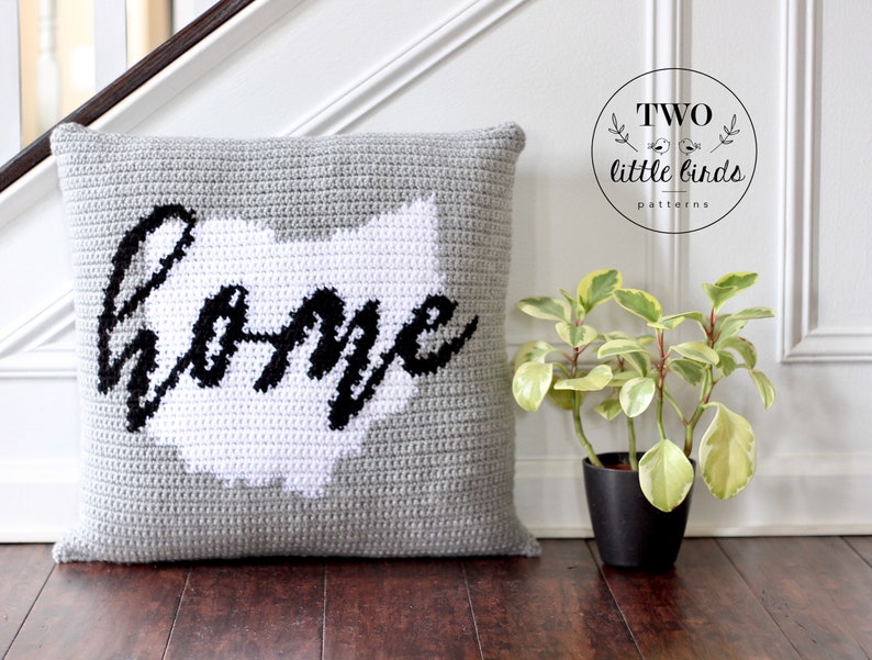 Crochet pillow cover crochet pattern state pillow crochet pillow pattern farmhouse decor mothers day gift idea for new home PARKER PILLOW image 2