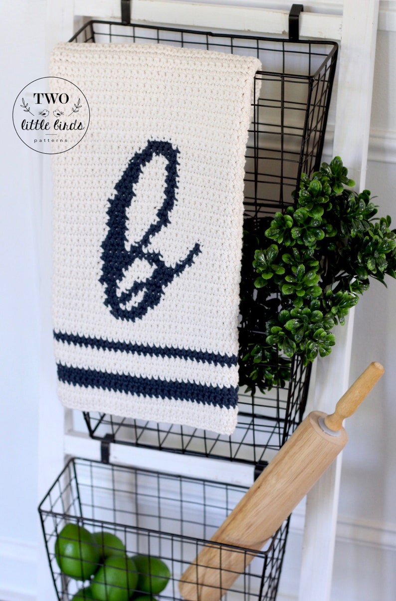 Crochet monogram towel pattern, crochet hand towel, kitchen towel pattern, bridal shower gift, Christmas gift idea, ABIGAIL MONOGRAM TOWEL image 5