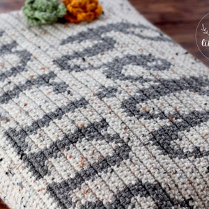 May include: A gray and white crocheted pillow with a geometric pattern. The pillow is made with a chunky yarn and has a textured surface.