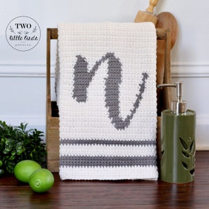 Crochet monogram towel pattern, crochet hand towel, kitchen towel pattern, bridal shower gift, Christmas gift idea, ABIGAIL MONOGRAM TOWEL image 3