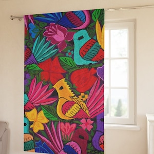 Colorful Mexican Birds Curtain: Floral Window Drape, 50&quot; x 84&quot;