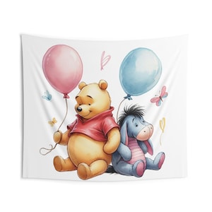 Pooh Beer en Iejoor Gender Reveal wandtapijt, decoratie kinderkamer, banner meisje babyshower, banner verjaardagsfeestje. schattige berendecoratie