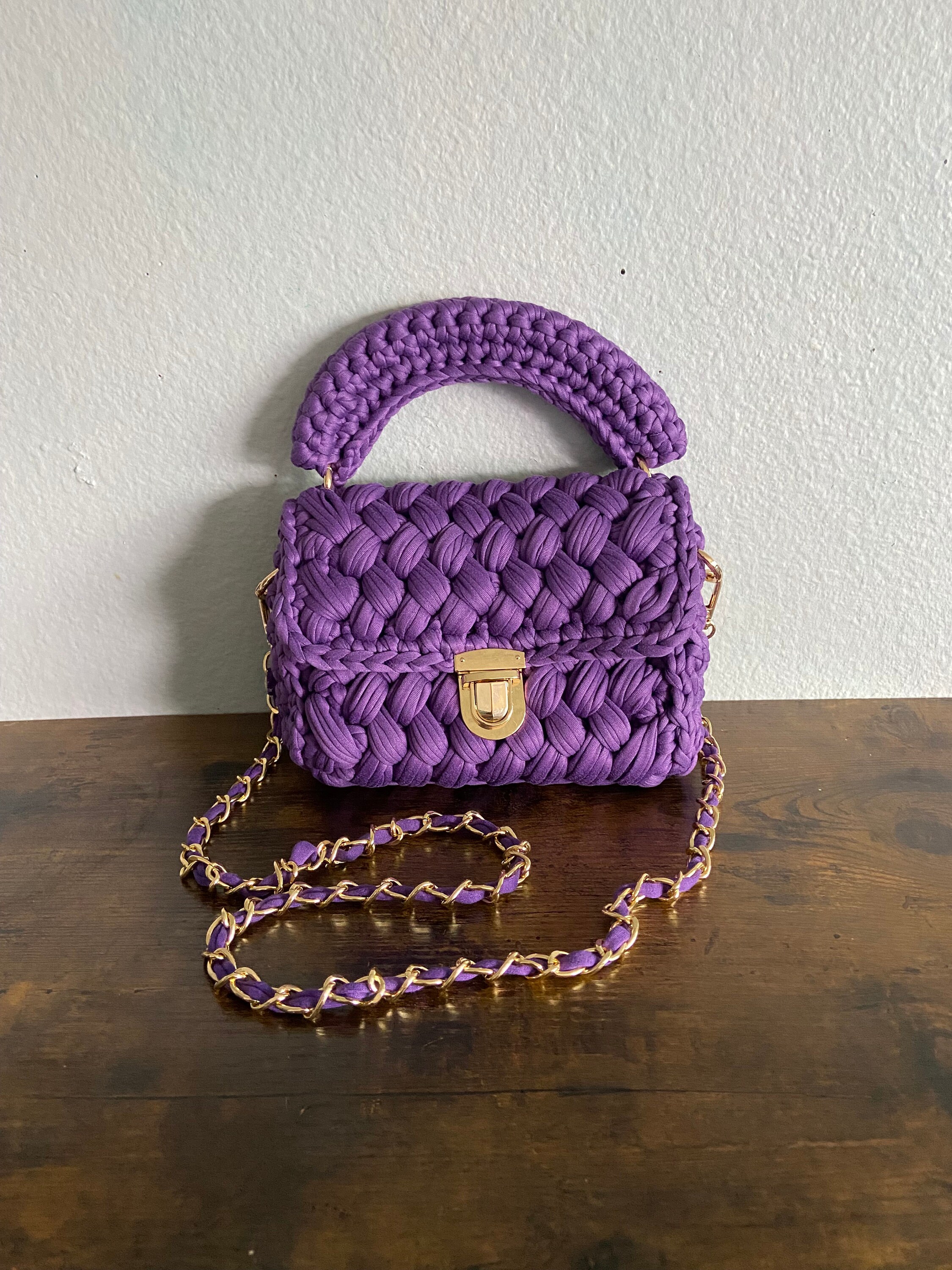 Cute Pink&Purple&Orange&Blue Crochet Small Handbag Crossbody Purse