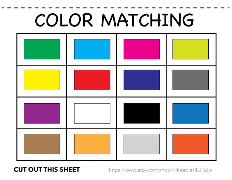 COLOR MATCHING Toddler INSTANT Download Easy on Printer Etsy