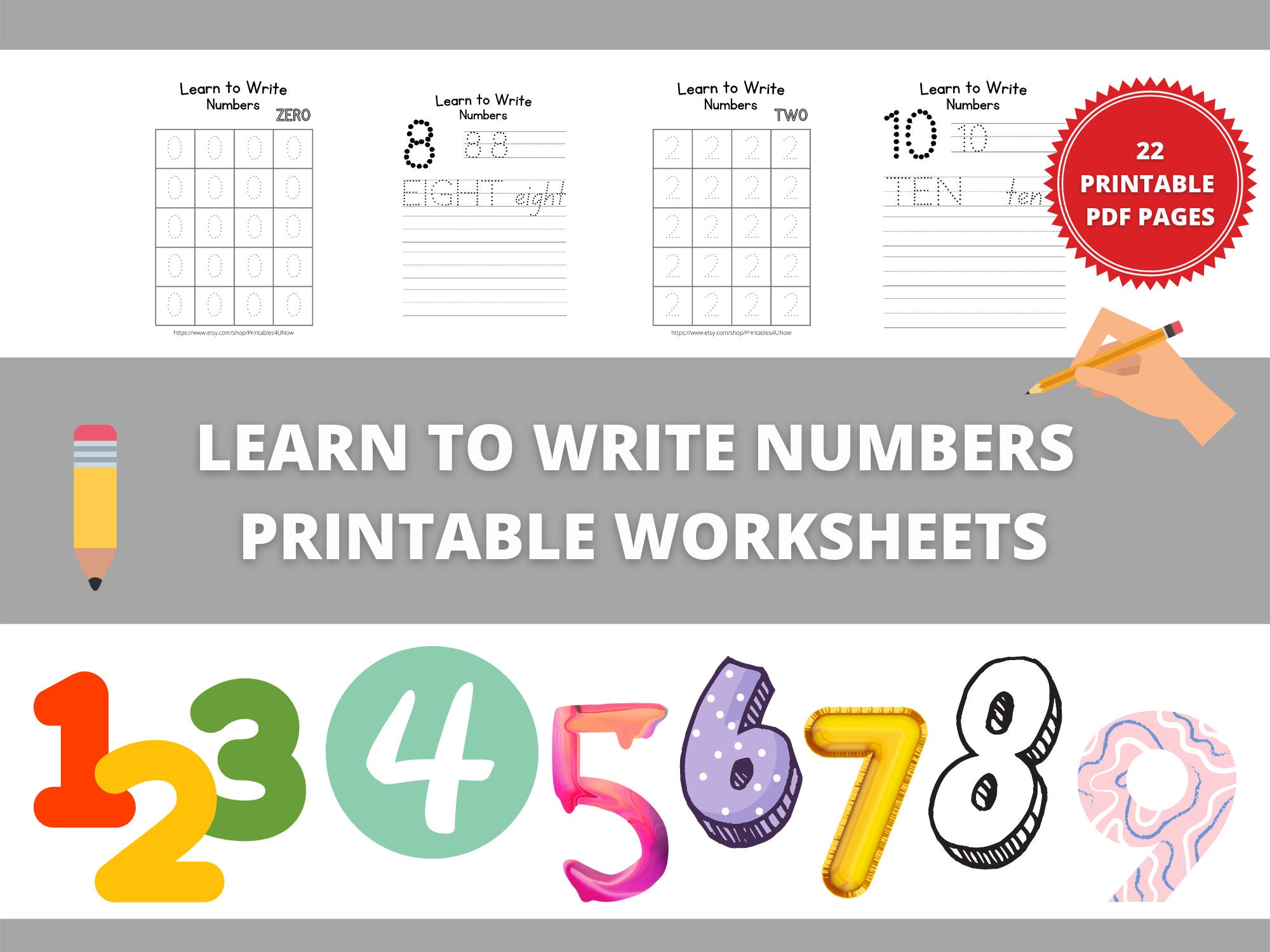 Number Tracing Worksheets Number Tracing Printables - Etsy