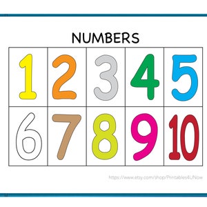 Number MATCHING, 12345678910, Toddler INSTANT download, Easy on Printer, Learn Numbers, Printable, Busy Book, Number Match Worksheet
