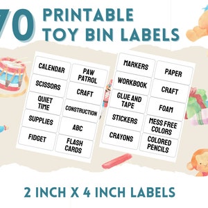 Toy Bin Label, Toy Storage Label, Toy Box Storage Labels, Adhesive Toy Box Labels, Toy Organization, Printable
