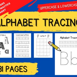 Tracing Letters | Trace Letter Worksheet | Handwriting Practice | Coloring Alphabet Worksheets - Learn to Write - Instant Download Printable