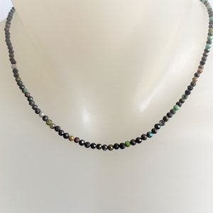 Turquoise Beaded Necklace Genuine Chinese Turquoise Layering necklace Tiny beads Boho jewelry Turquoise Silver necklace Handmade unique gift