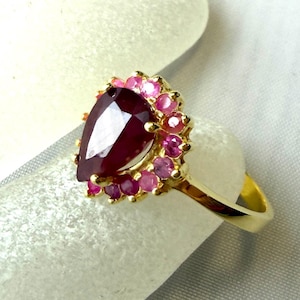 Estate Ring Natural Ruby Gold over Silver US Size 8 #VK45