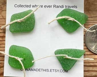 Genuine Green Sea Glass Button Set: Bay of Fundy Finds (25mm) #S426