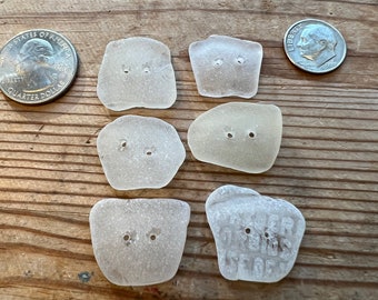 Large White Sea Glass Buttons #S393