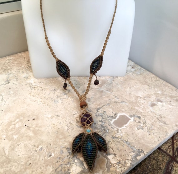 Vintage Macrame Necklace #VJ21 - image 2