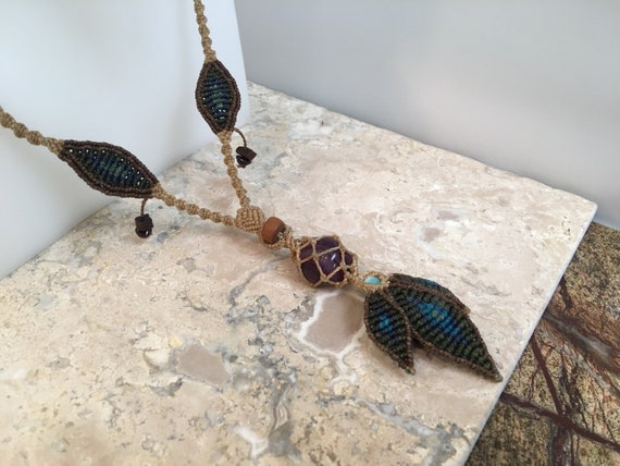 Vintage Macrame Necklace #VJ21 - image 8