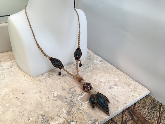 Vintage Macrame Necklace #VJ21 - image 7