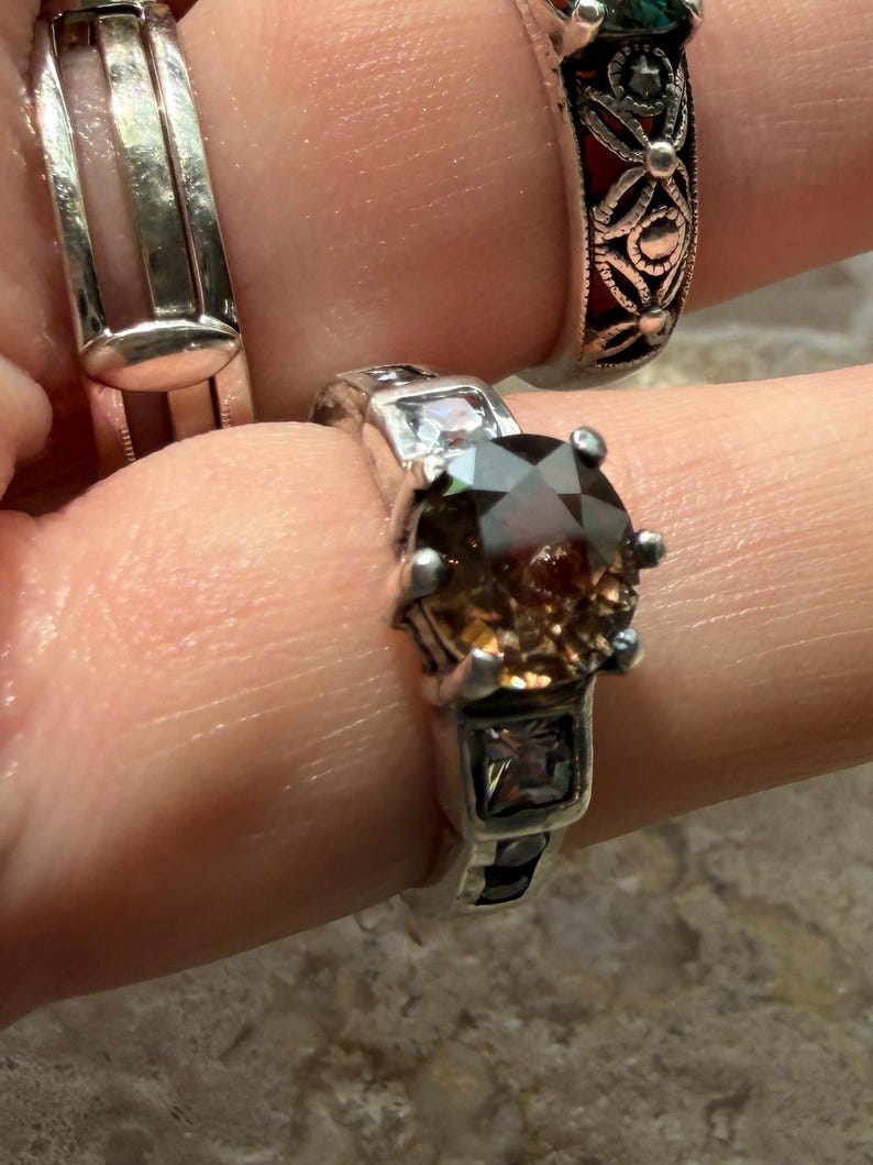 Champagne Natural Mined Zircon Ring US Size 5.5 #RS76A image 2