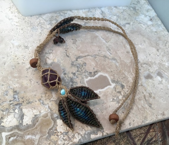 Vintage Macrame Necklace #VJ21 - image 5