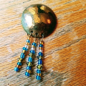 Handmade Jeweler&#39;s Bronze Brooch Pin: Beaded Scarf or Cloak