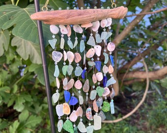 シーグラス風鈴 - クリア、アクア、コバルトオンブレ - Etsy 日本