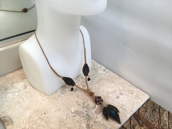 Vintage Macrame Necklace #VJ21 - image 4