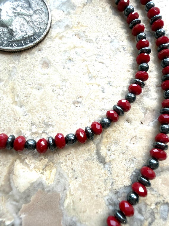 Estate Kenyan Necklace Hematite Rubies #MA26
