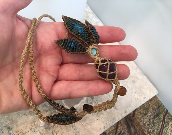 Vintage Macrame Necklace #VJ21 - image 6