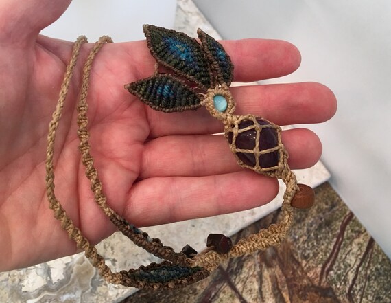 Vintage Macrame Necklace #VJ21 - image 9