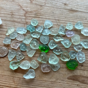Real Sea Glass Button Set: Dime-Sized, Matched (Set of 6) #S412