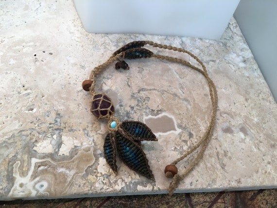 Vintage Macrame Necklace #VJ21 - image 1