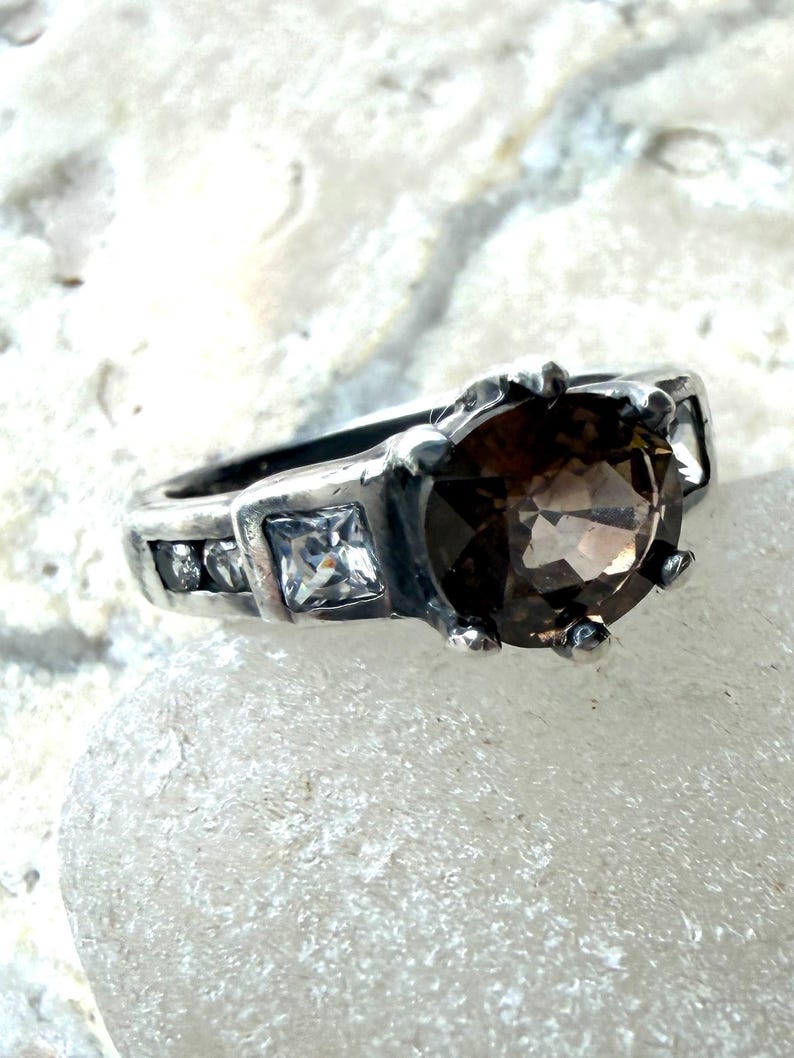 Champagne Natural Mined Zircon Ring US Size 5.5 #RS76A image 1
