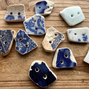 Beach Pottery Buttons Set of 4 Small #S431
